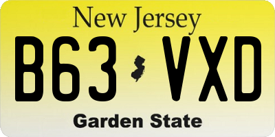NJ license plate B63VXD