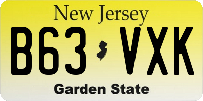 NJ license plate B63VXK