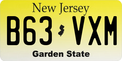 NJ license plate B63VXM