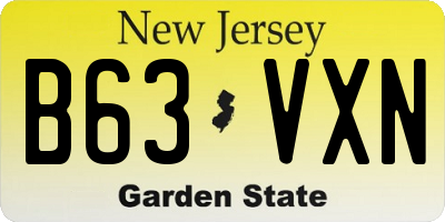 NJ license plate B63VXN