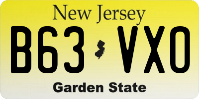 NJ license plate B63VXO