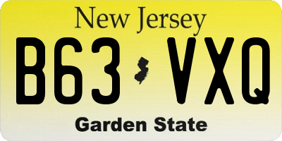 NJ license plate B63VXQ
