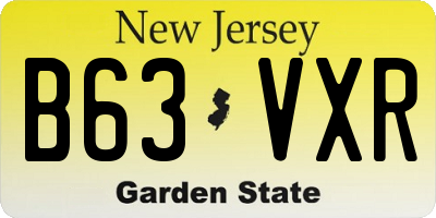 NJ license plate B63VXR