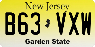 NJ license plate B63VXW