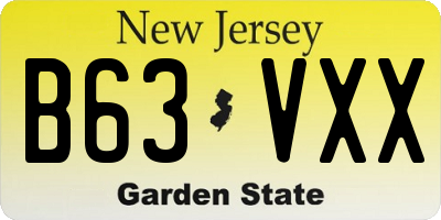 NJ license plate B63VXX