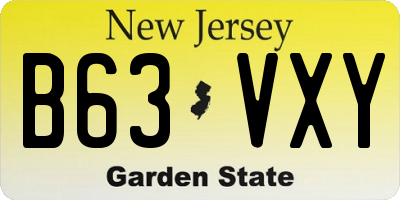 NJ license plate B63VXY
