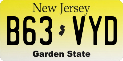 NJ license plate B63VYD