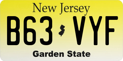 NJ license plate B63VYF