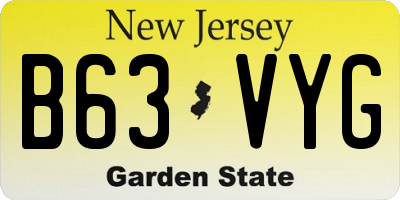 NJ license plate B63VYG