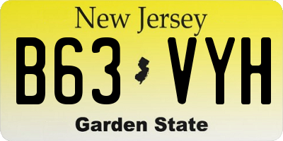NJ license plate B63VYH
