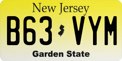 NJ license plate B63VYM
