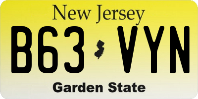 NJ license plate B63VYN