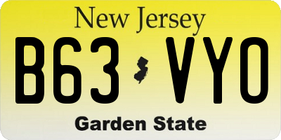 NJ license plate B63VYO