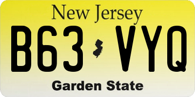 NJ license plate B63VYQ