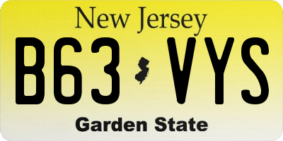 NJ license plate B63VYS