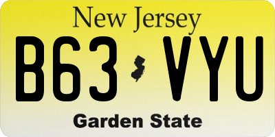 NJ license plate B63VYU