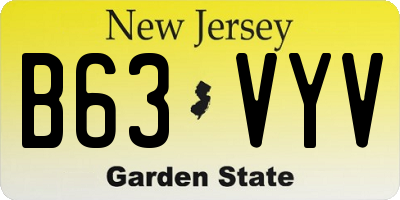 NJ license plate B63VYV
