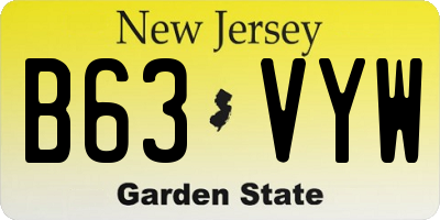 NJ license plate B63VYW