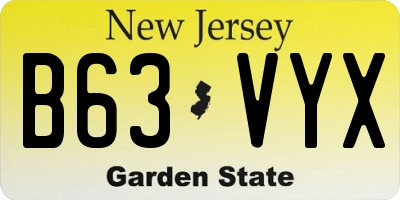 NJ license plate B63VYX