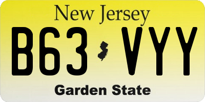NJ license plate B63VYY