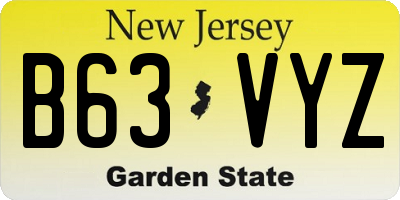 NJ license plate B63VYZ
