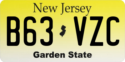 NJ license plate B63VZC