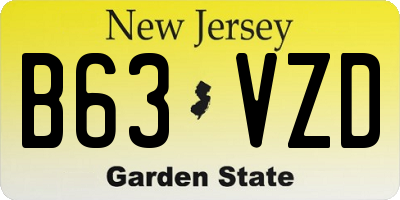 NJ license plate B63VZD
