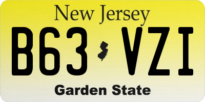 NJ license plate B63VZI