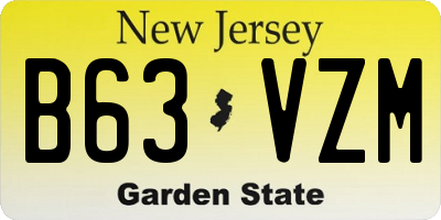 NJ license plate B63VZM