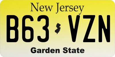 NJ license plate B63VZN