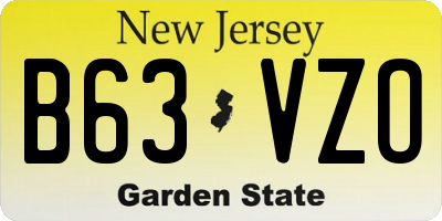 NJ license plate B63VZO