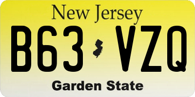 NJ license plate B63VZQ