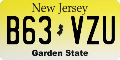 NJ license plate B63VZU