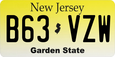 NJ license plate B63VZW