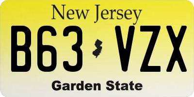 NJ license plate B63VZX