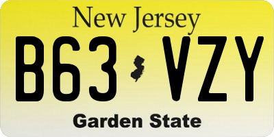 NJ license plate B63VZY