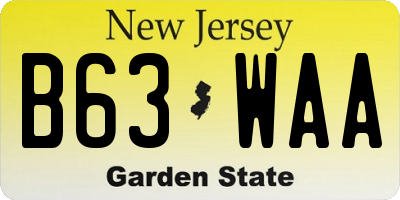 NJ license plate B63WAA