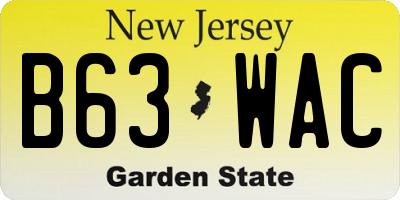 NJ license plate B63WAC