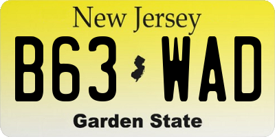 NJ license plate B63WAD