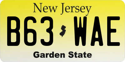 NJ license plate B63WAE