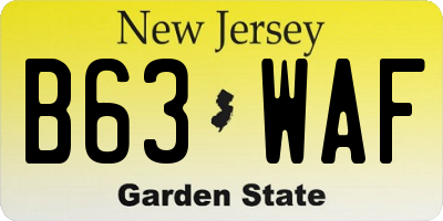 NJ license plate B63WAF