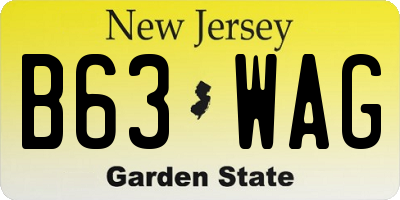 NJ license plate B63WAG