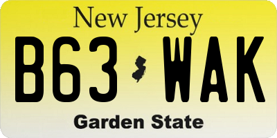 NJ license plate B63WAK