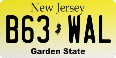 NJ license plate B63WAL