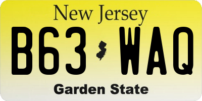 NJ license plate B63WAQ