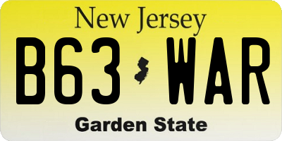 NJ license plate B63WAR
