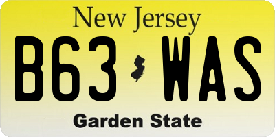 NJ license plate B63WAS