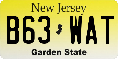 NJ license plate B63WAT