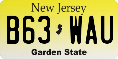 NJ license plate B63WAU