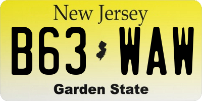 NJ license plate B63WAW